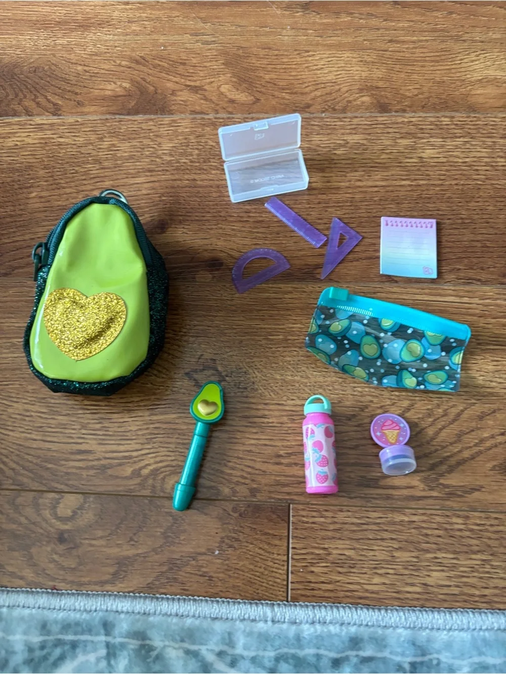 Kid's Lime Green Glitter Avocado Backpack Playset with Accessories